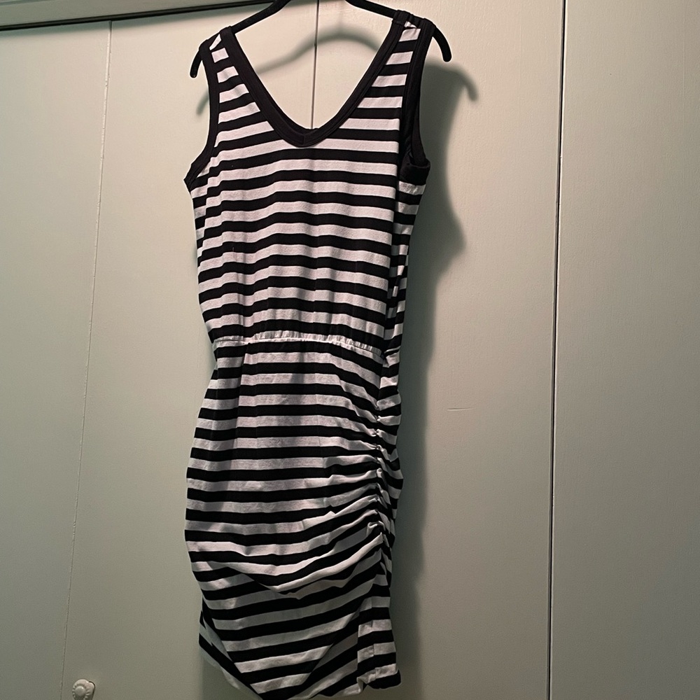 Black and white striped dress